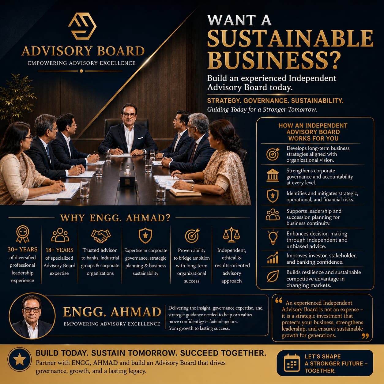 WANT A SUSTAINABLE BUSINESS? BUILD AN EXPERIENCED INDEPENDENT ADVISORY BOARD TODAY.